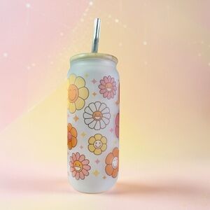 20oz Floral Smiley Face Drinkware with Straw